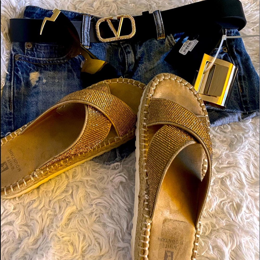 Gold slippers sandals9M